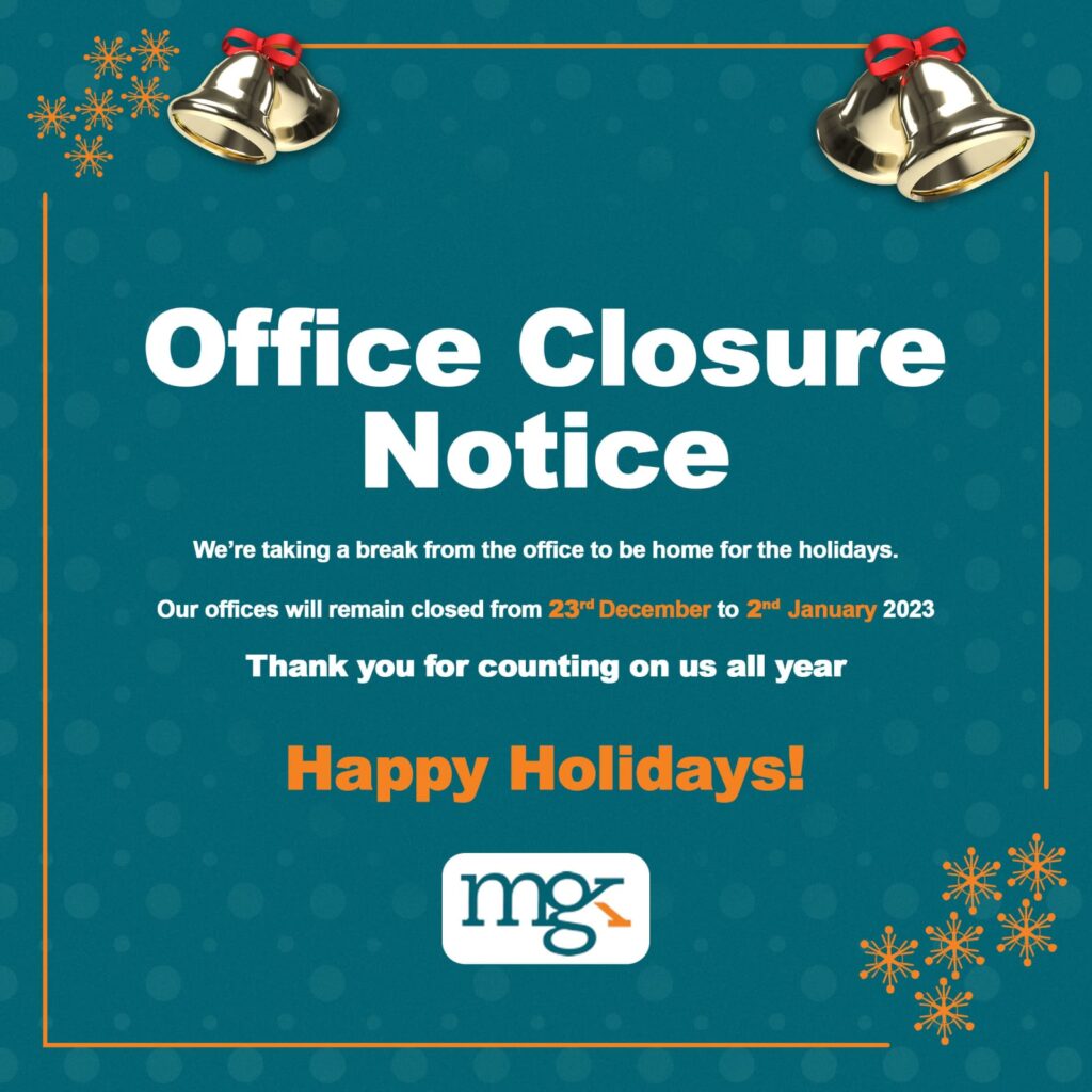 Office Closure Notice MGK Consulting